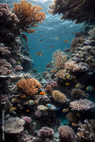 The underwater symphony with coral reefs