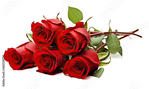 Red rose bouquet isolated on white background.