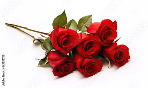 Red rose bouquet isolated on white background.