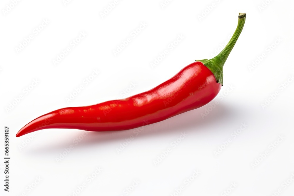 A Red chili pepper is isolated on a white background. A Red chili pepper is isolated on a white background.