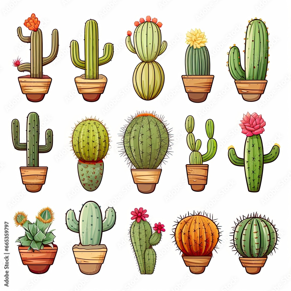 The Cactus set on white background. Clipart illustrations. The Cactus set on white background. Clipart illustrations.