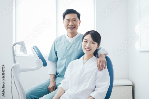 Doctors  nurses and patients at dental clinic