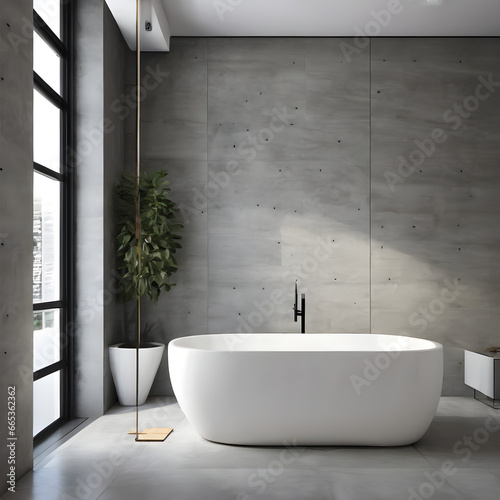modern bathroom interior with bathtub