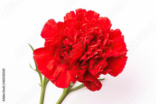 Red Carnation isolated on white background.