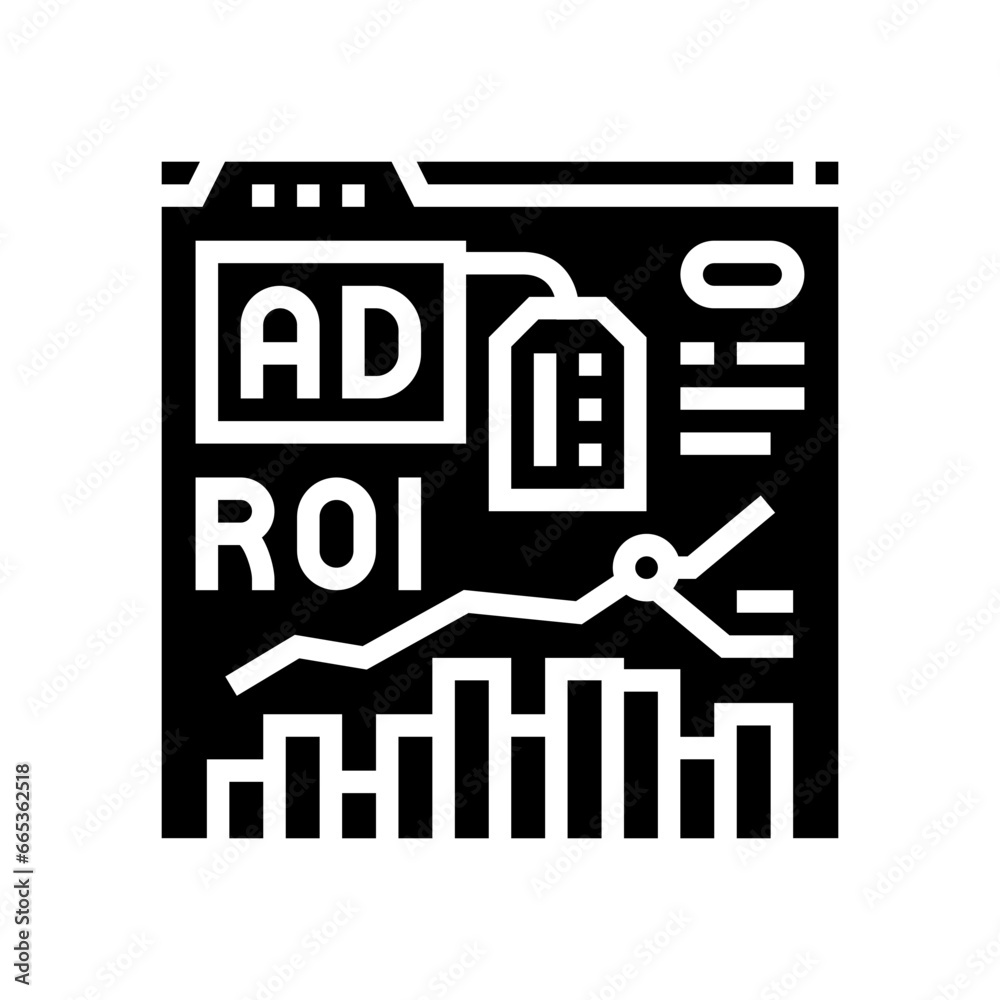 roi tracking social media glyph icon vector. roi tracking social media sign. isolated symbol illustration