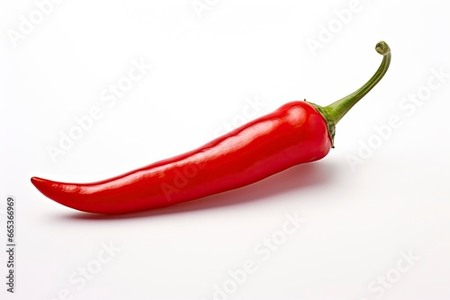 A Red chili pepper is isolated on a white background.