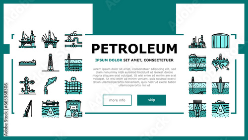 petroleum engineer oil industry landing web page vector. energy gas, fuel power, industrial technology, construction factory, plant petroleum engineer oil industry Illustration