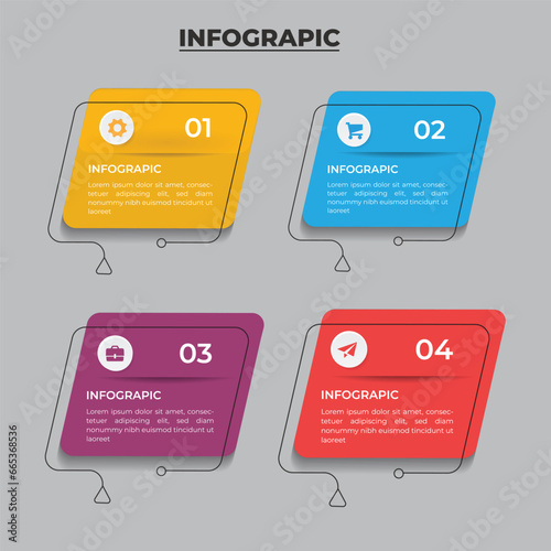 Business Infographic presentation template with 4 options, perfect for marketing, promotion design element.