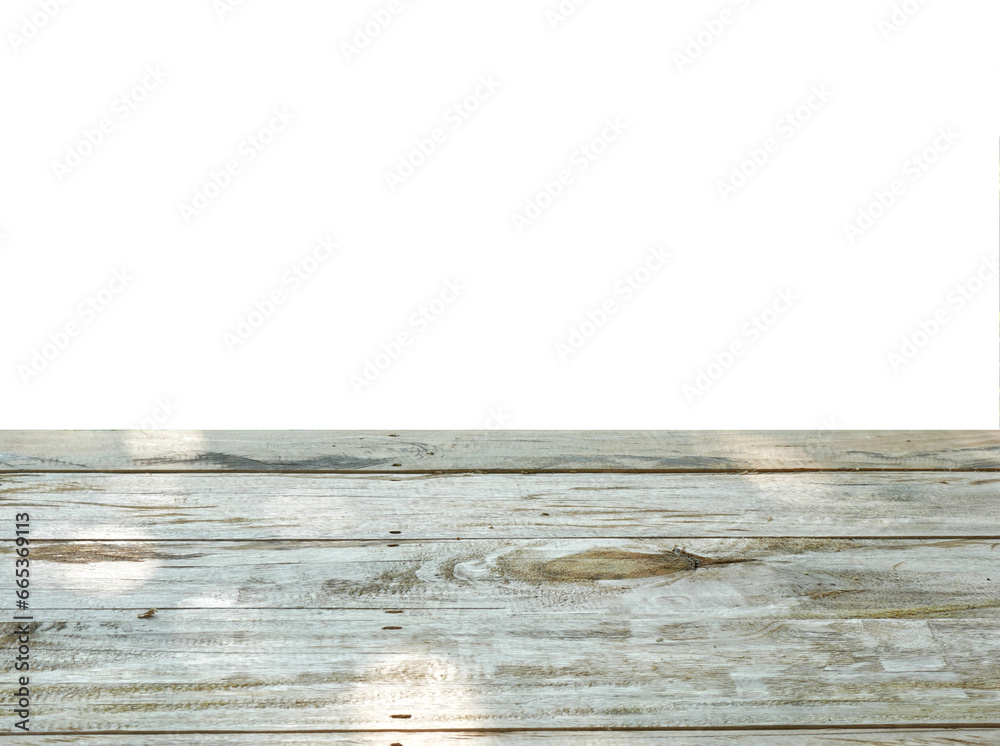 Fototapeta premium empty nature wooden table top isolated on transparent background