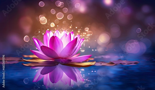 Lotus Pink light purple floating light sparkle purple background.