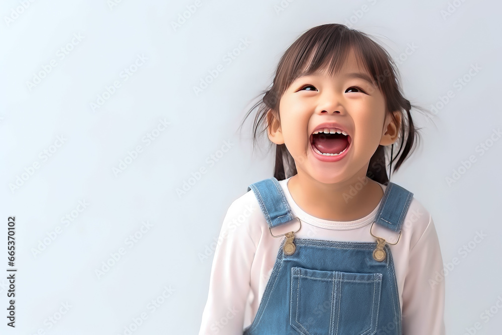 Portrait of asian cute little girl smiling on white background. Portrait of asian cute little girl smiling on white background.
