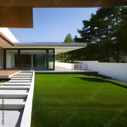 modern house with garden, Generative AI © Kyungho Hong
