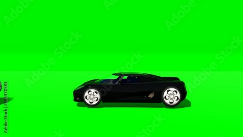 3D Render Super Car In Green Screen 