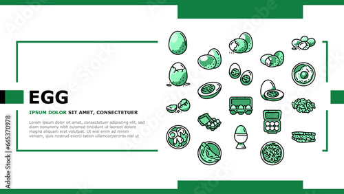 egg chicken hen food farm landing web page vector. easter organic, fresh brown, animal bird, breakfast poultry, healthy nature, protein egg chicken hen food farm Illustration