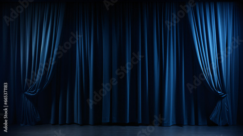 Dark blue curtain as background photo