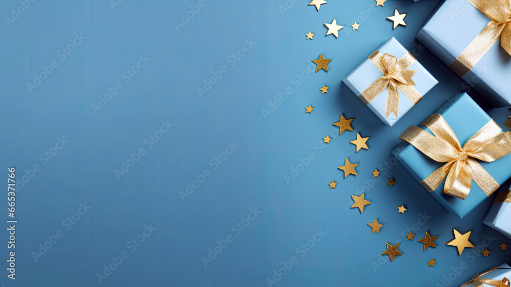 Christmas background with christmas baubles, gifts decoration - Xmas theme