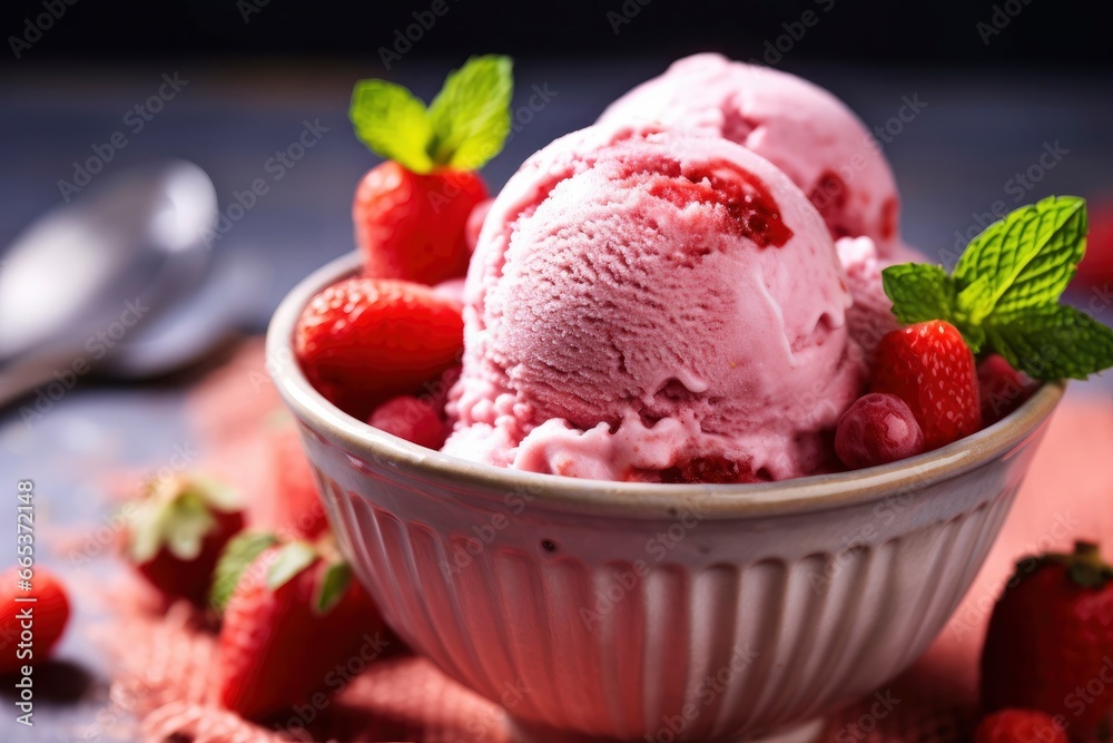 Strawberry Ice Cream with Fresh Strawberries. Strawberry Ice Cream with Fresh Strawberries.