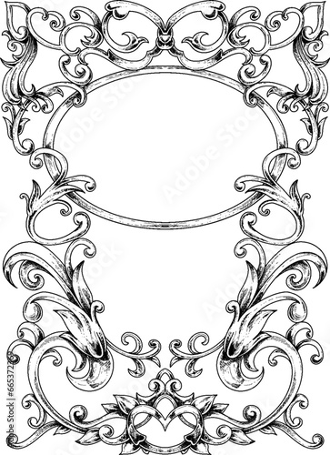 Black and White Vintage border floral and wedding ornament 