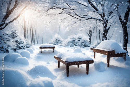 bench in the snow