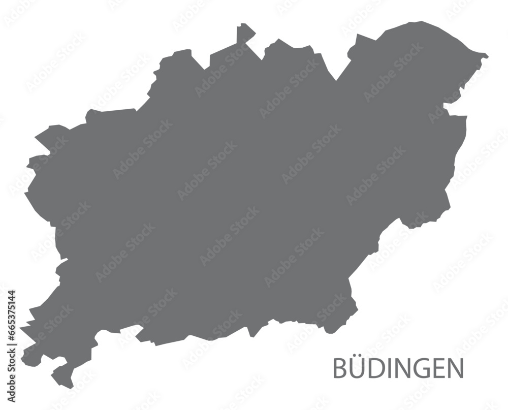 Büdingen German city map grey illustration silhouette shape