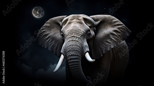 Beautiful an elephant. moon light. photo