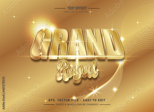 grand royal gold 3d style editable text effect