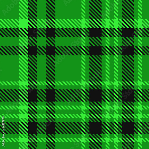 Green Black Tartan Plaid Seamless Pattern. Check fabric texture for flannel shirt  skirt  blanket 