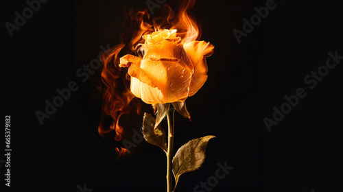 Mesmerizing Ember Rose.  Captivating Flames of Beauty.  AI Generated