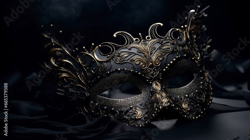 Mask On Black  Background. Venetian Mask. AI Generated photo