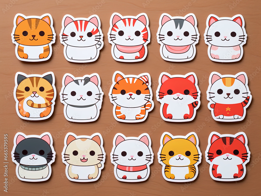 set pet stickers of cartoon animals, generative ai