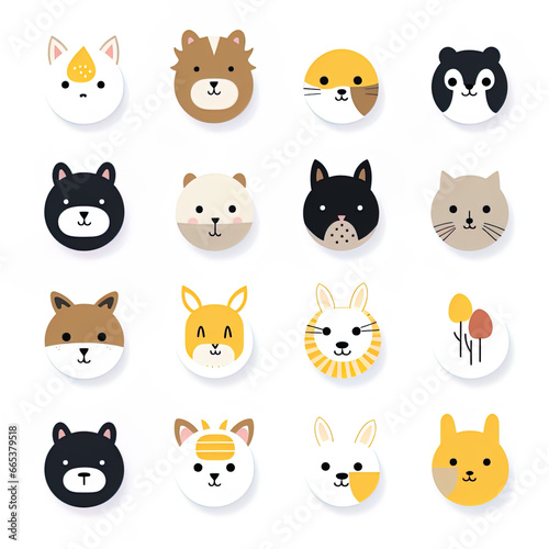 set pet stickers of cartoon animals  generative ai