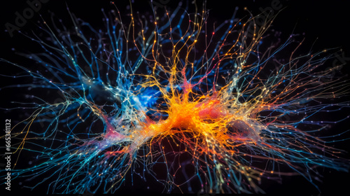 Brainwaves in Motion. Active Neuronal Network. AI Generated