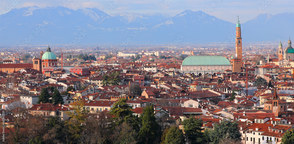 Panorama of Vicenza Town in Veneto Region in Norhern Italy