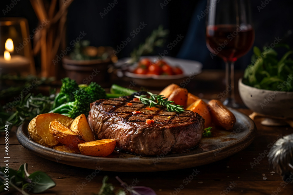 Juicy steak cooked to perfection. AI Generated Juicy steak cooked to perfection. AI Generated