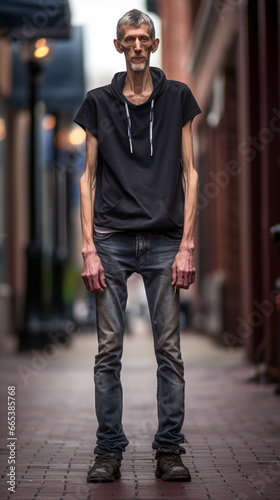 Emaciated Male Portrait.  Lean and Thin Man photo