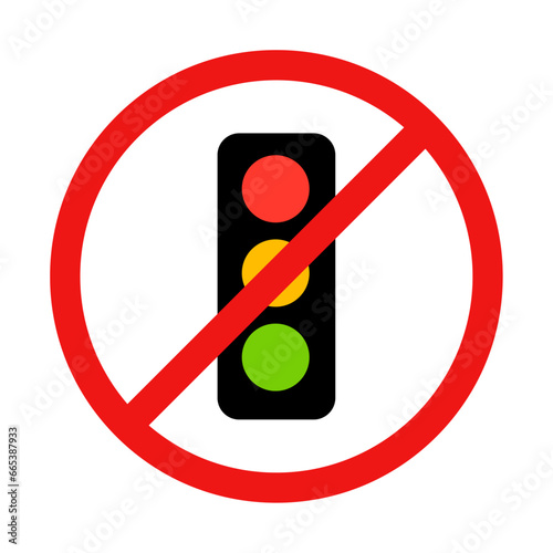 No Traffic Light Sign on White Background
