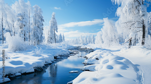 Winter landscape. Trees in the snow