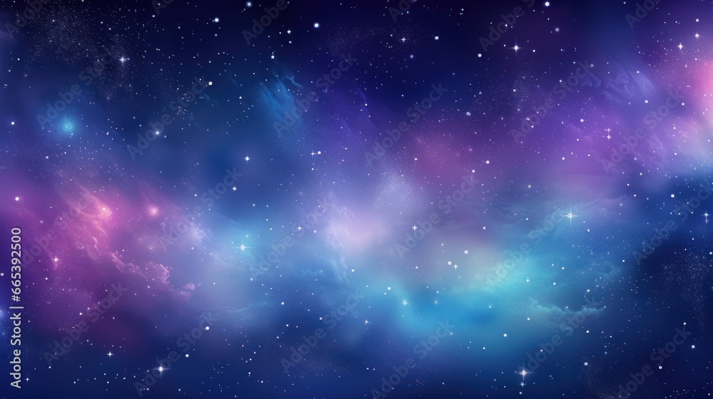 A celestial portrayal of the cosmic galaxy, featuring space dust, nebulae, and brilliantly shining stars. This colorful galaxy backdrop creates a stunning space-themed setting. The vector illustration