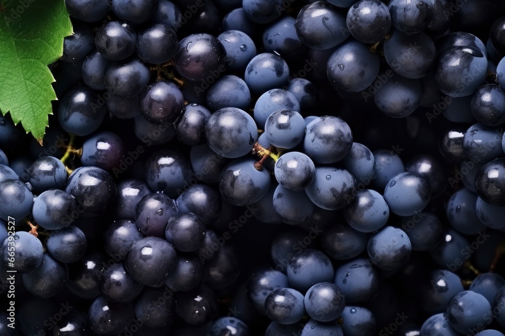 Flat lay background of vines, lots of organic blue dark grapes. Flat lay background of vines, lots of organic blue dark grapes.