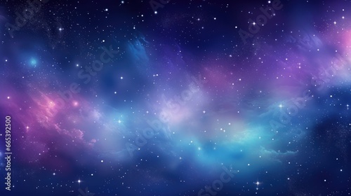 A celestial portrayal of the cosmic galaxy, featuring space dust, nebulae, and brilliantly shining stars. This colorful galaxy backdrop creates a stunning space-themed setting. The vector illustration