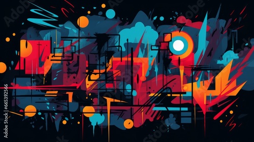 Flat Dark Black Abstract Urban Street Art Graffiti Style Vector Illustration Background Template