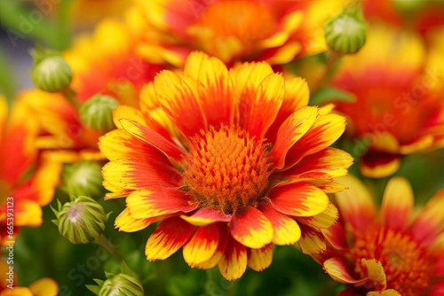 Gaillardia or Blanket Flower. Bright and Colorful Shades of Warm Tones.