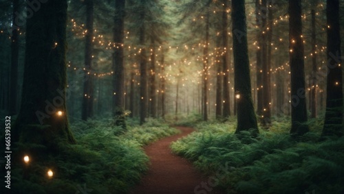 A lights decoration in the forest © Love Muhammad