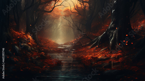 A gloomy autumn forest © Fauzia