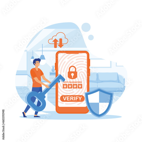 OTP authentication Secure Verification One-time password for secure transaction on digital payment. flat vector modern illustration  © Alwie99d