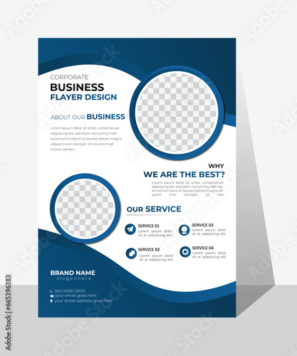  Corporate business flyer template design, with blue,marketing, business proposal, promotion, advertise, publication, flayer template modern design template vector, annual report A4 size.