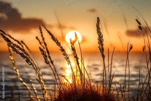 sunset in the grass