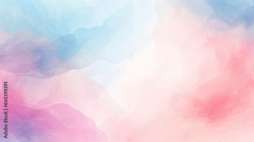 Abstract gradient watercolor background. A haze of pink color turning into blue. Flowing paint streaks