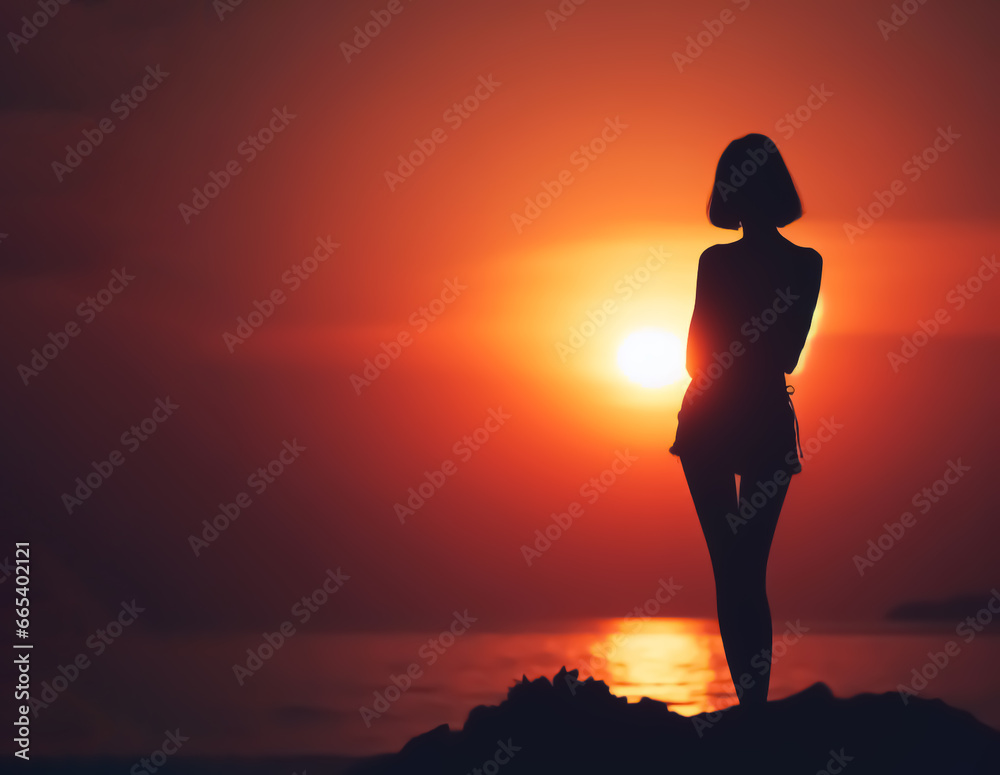 silhouette of a women in the sunset
