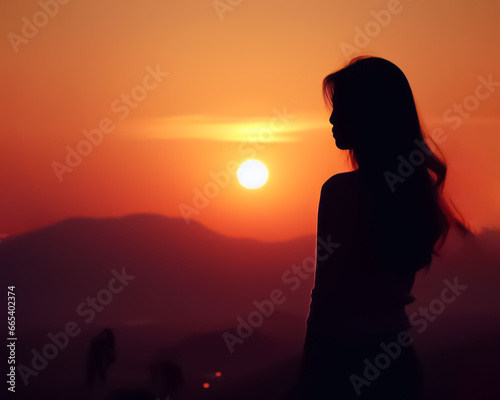 silhouette of a woman in sunset